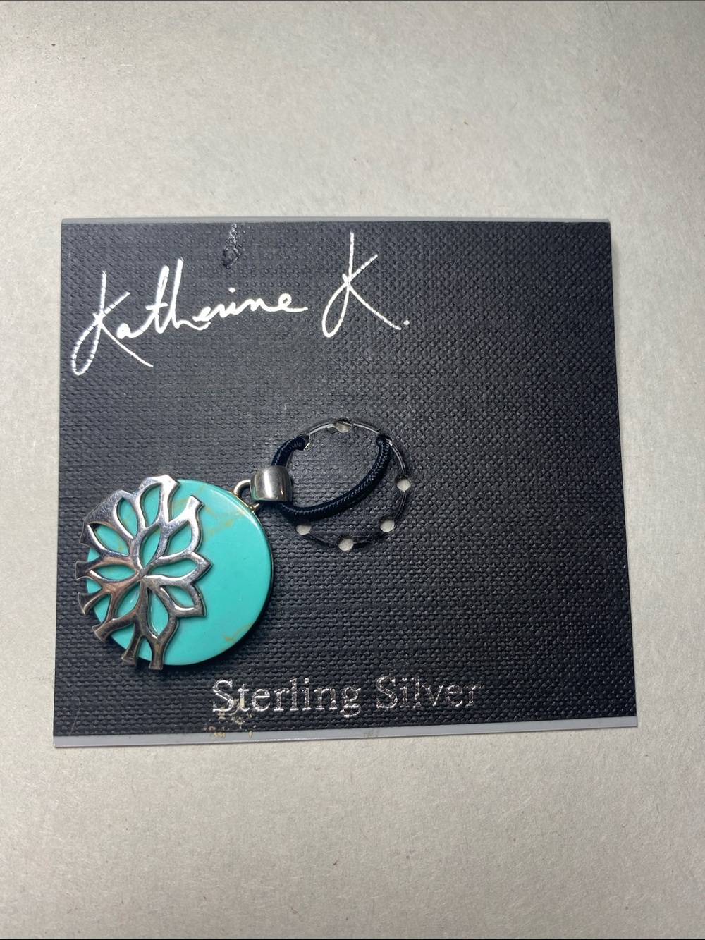 Sterling Silver Turquoise-Tone Floral Disk Pendant (No Chain)